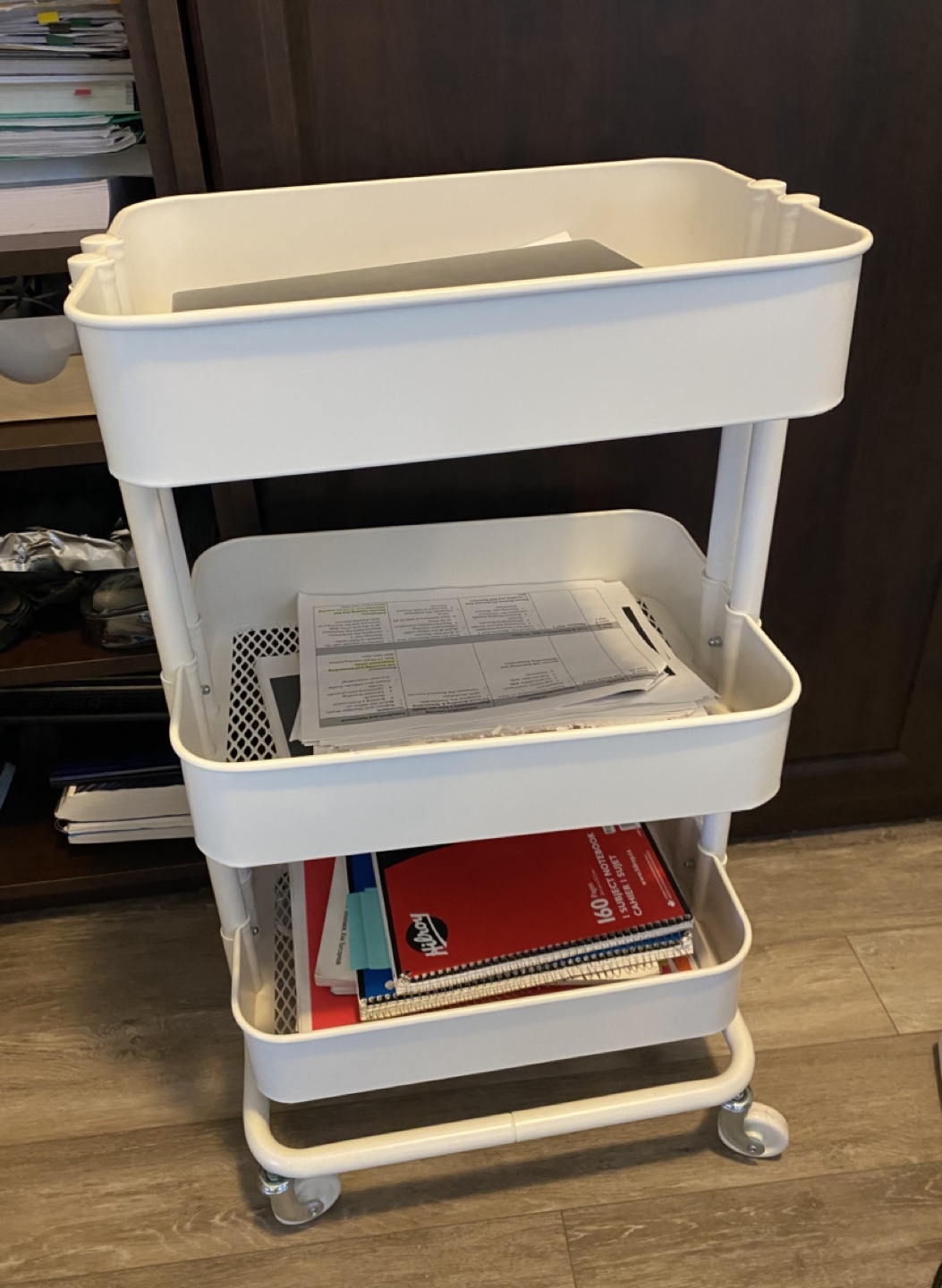 White 3-Tier Rolling Cart