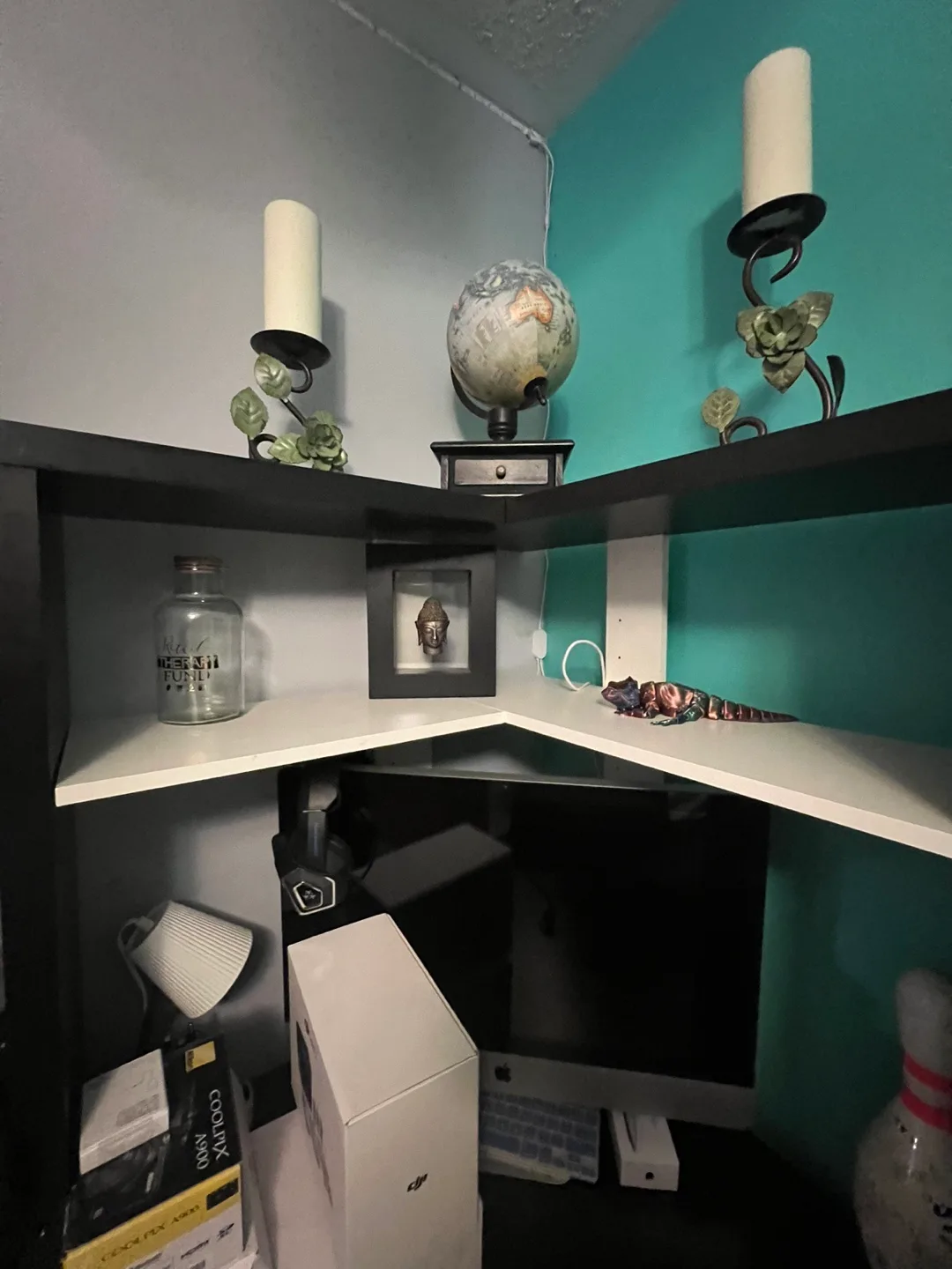 Black Corner Desk with Shelves image indicator(3)