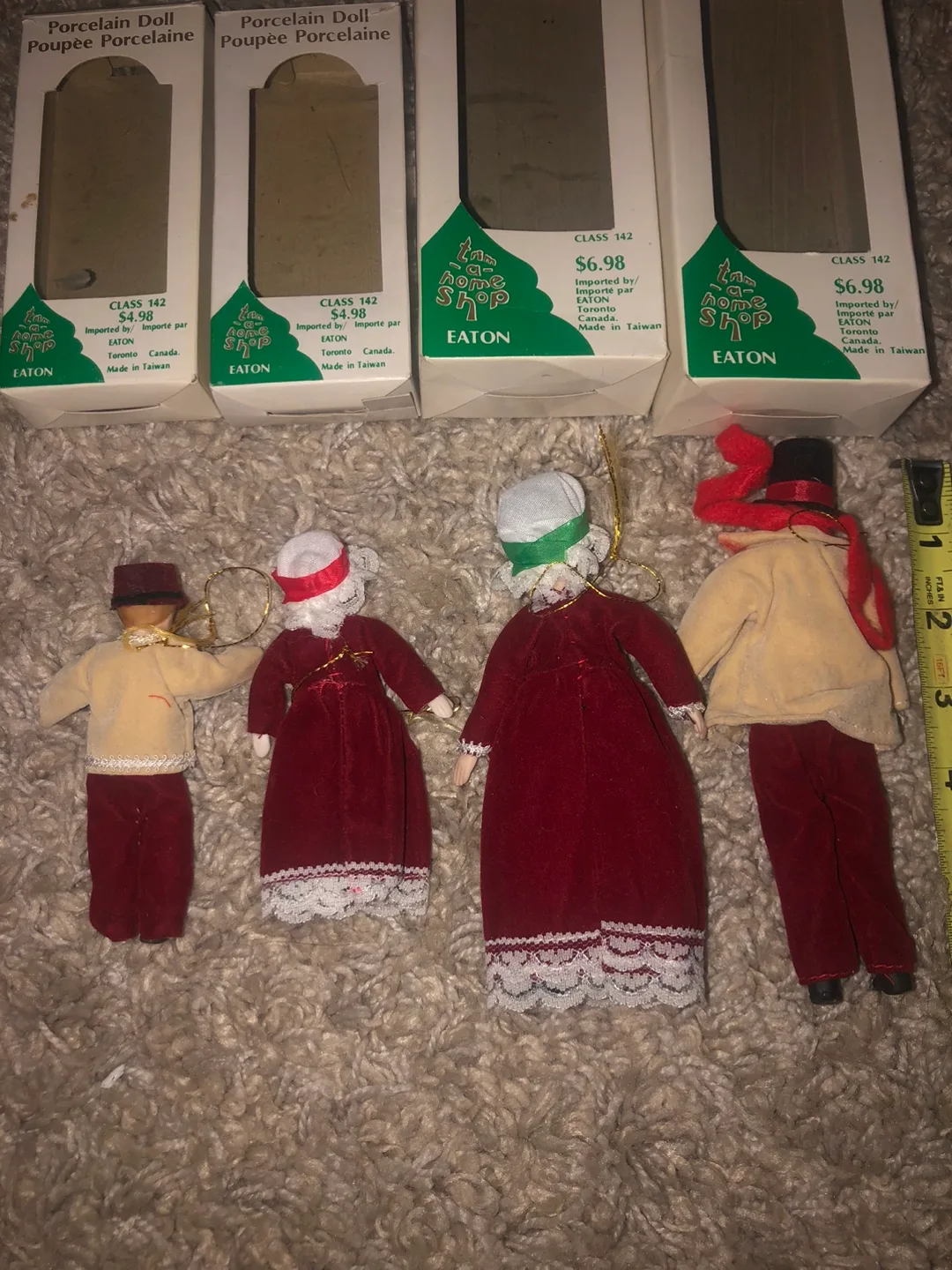 Set of 4 Vintage Eaton's Home Shop Porcelain Christmas Ornaments image indicator(4)