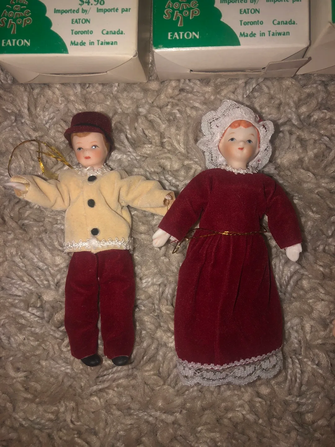 Set of 4 Vintage Eaton's Home Shop Porcelain Christmas Ornaments image indicator(3)