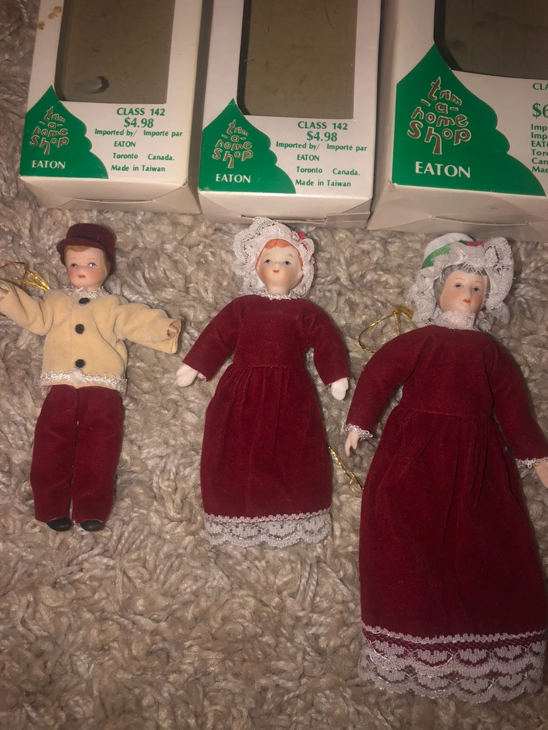 Set of 4 Vintage Eaton's Home Shop Porcelain Christmas Ornaments image indicator(2)