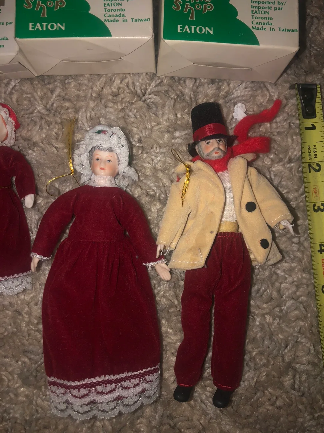 Set of 4 Vintage Eaton's Home Shop Porcelain Christmas Ornaments image indicator(6)