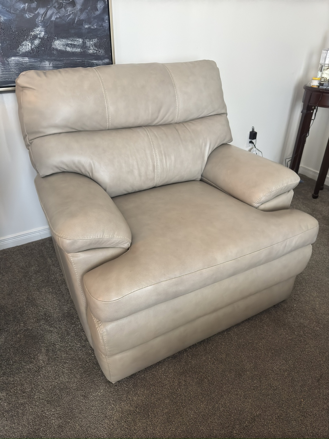 Beige Leather Armchair (Lazboy)