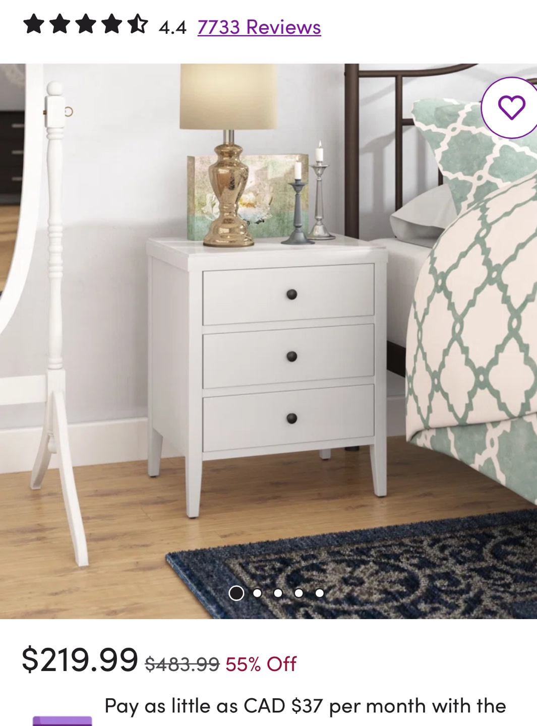 Two White 3 Drawer Nightstands