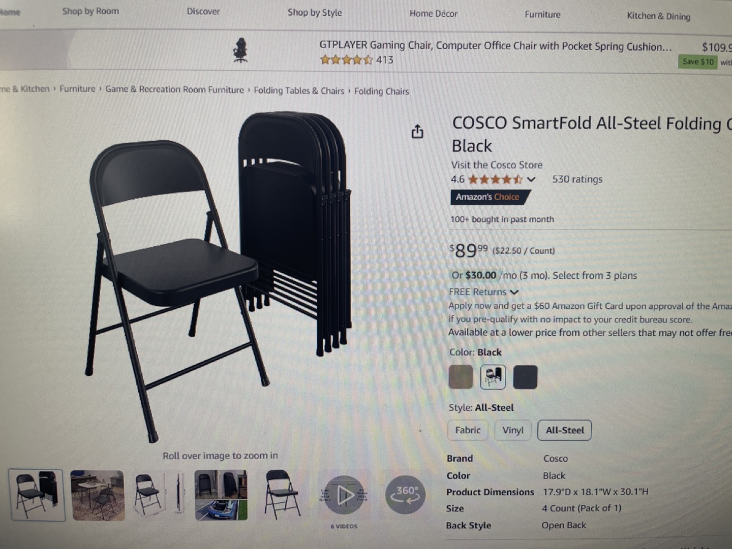 4 Black Folding Chair - photo 3