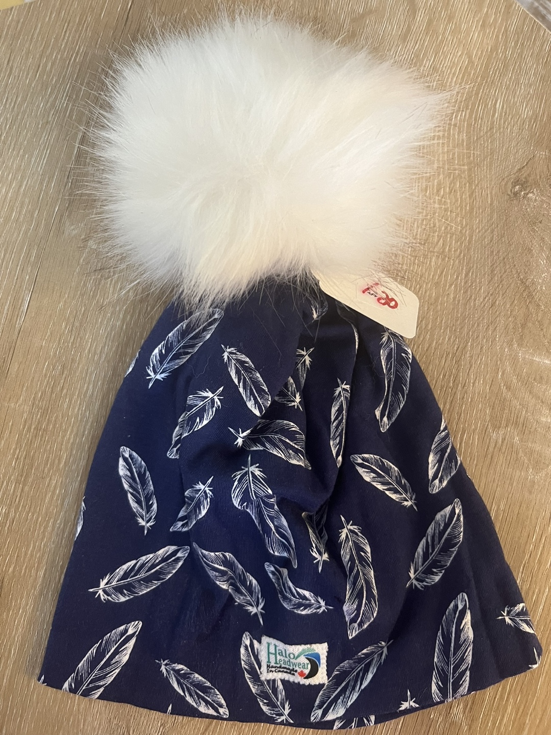 Halo Headwear Navy Blue Feather Pom Pom Beanie