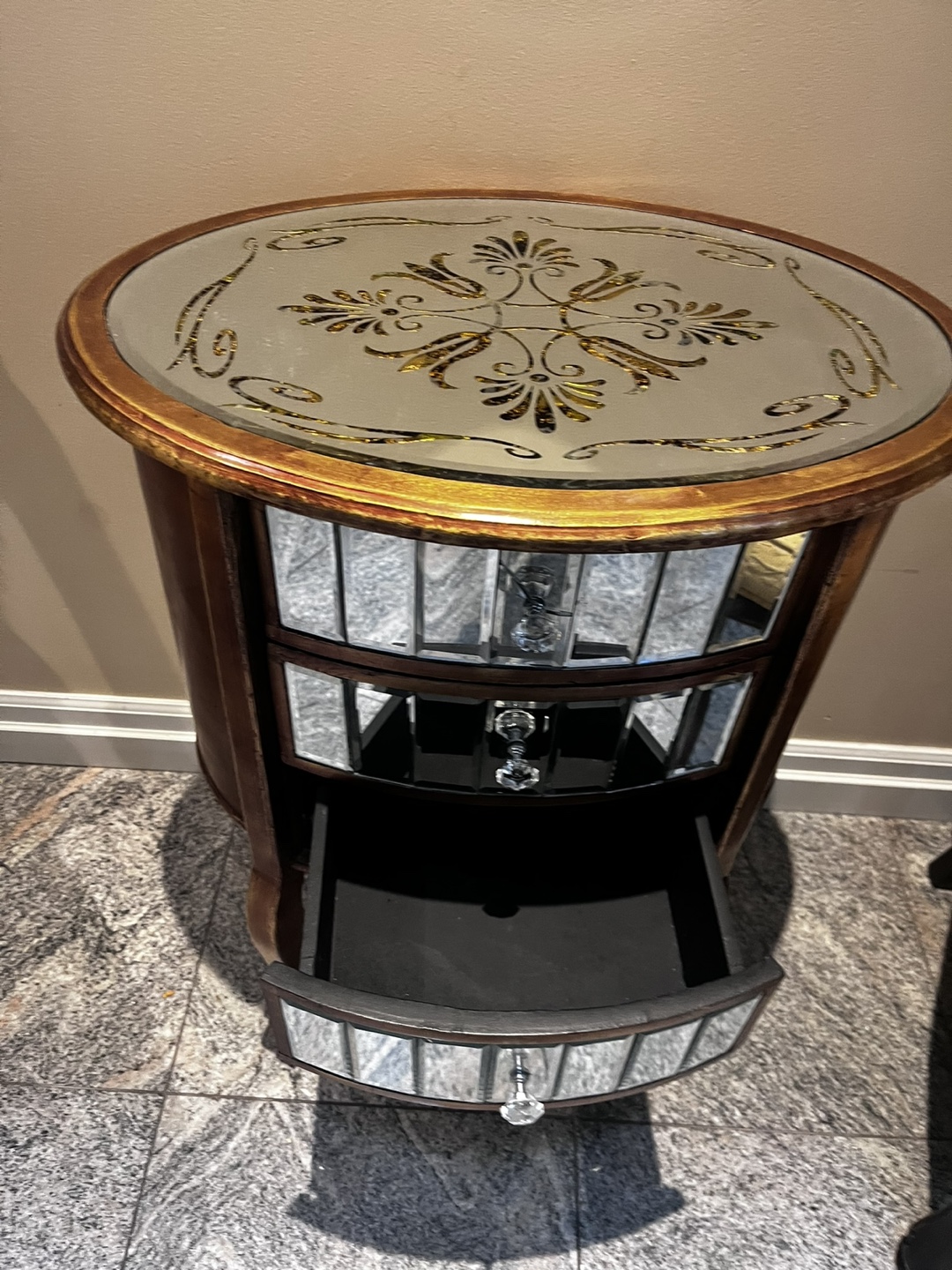 Mirrored Side Table with Three Drawers - photo 2