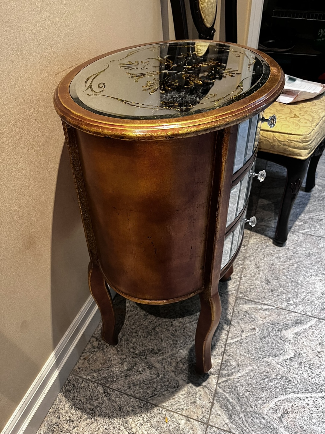 Mirrored Side Table with Three Drawers - photo 3