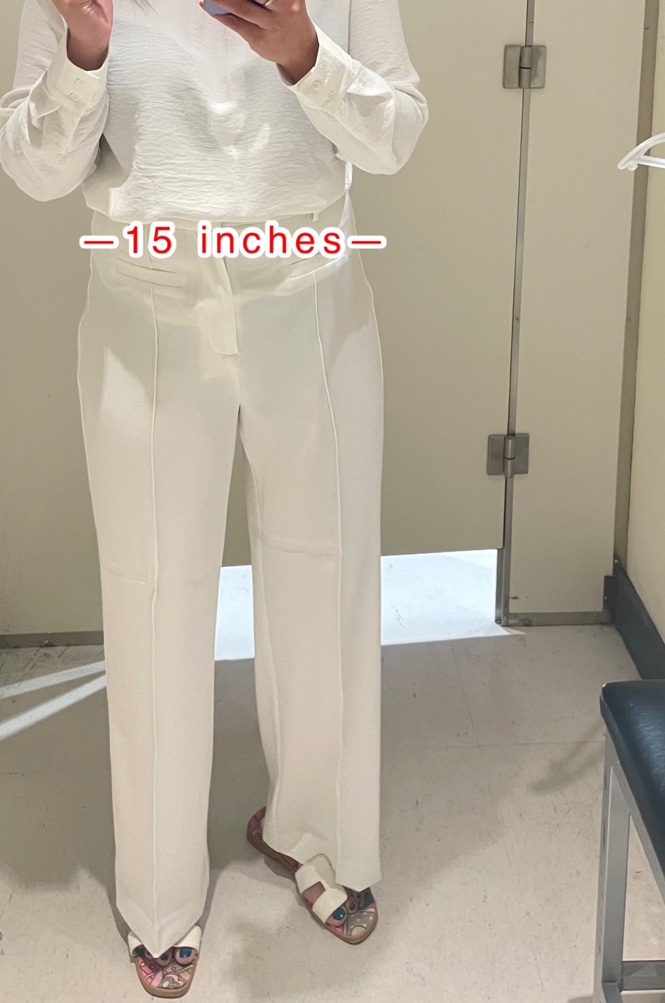 White wide straight cut Pants- large - photo 3