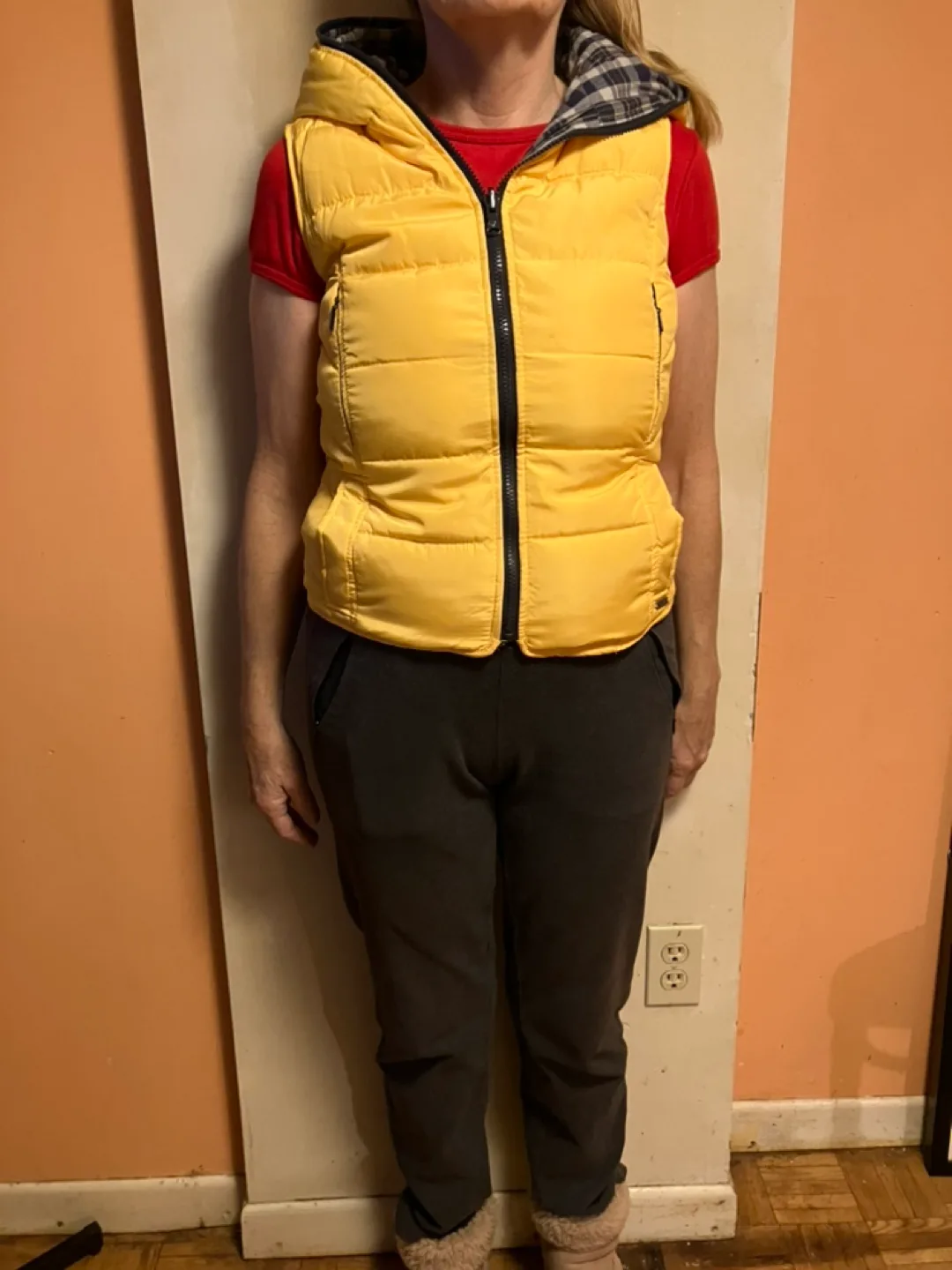 Zara Yellow Hooded Puffer Vest thumbnail