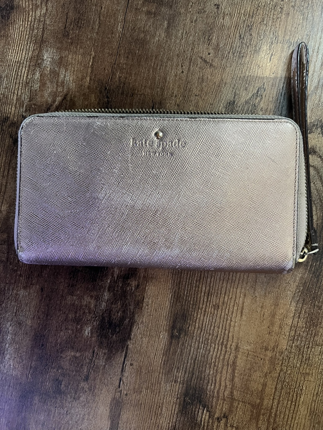 Kate Spade Rose Gold Zip Around Wallet