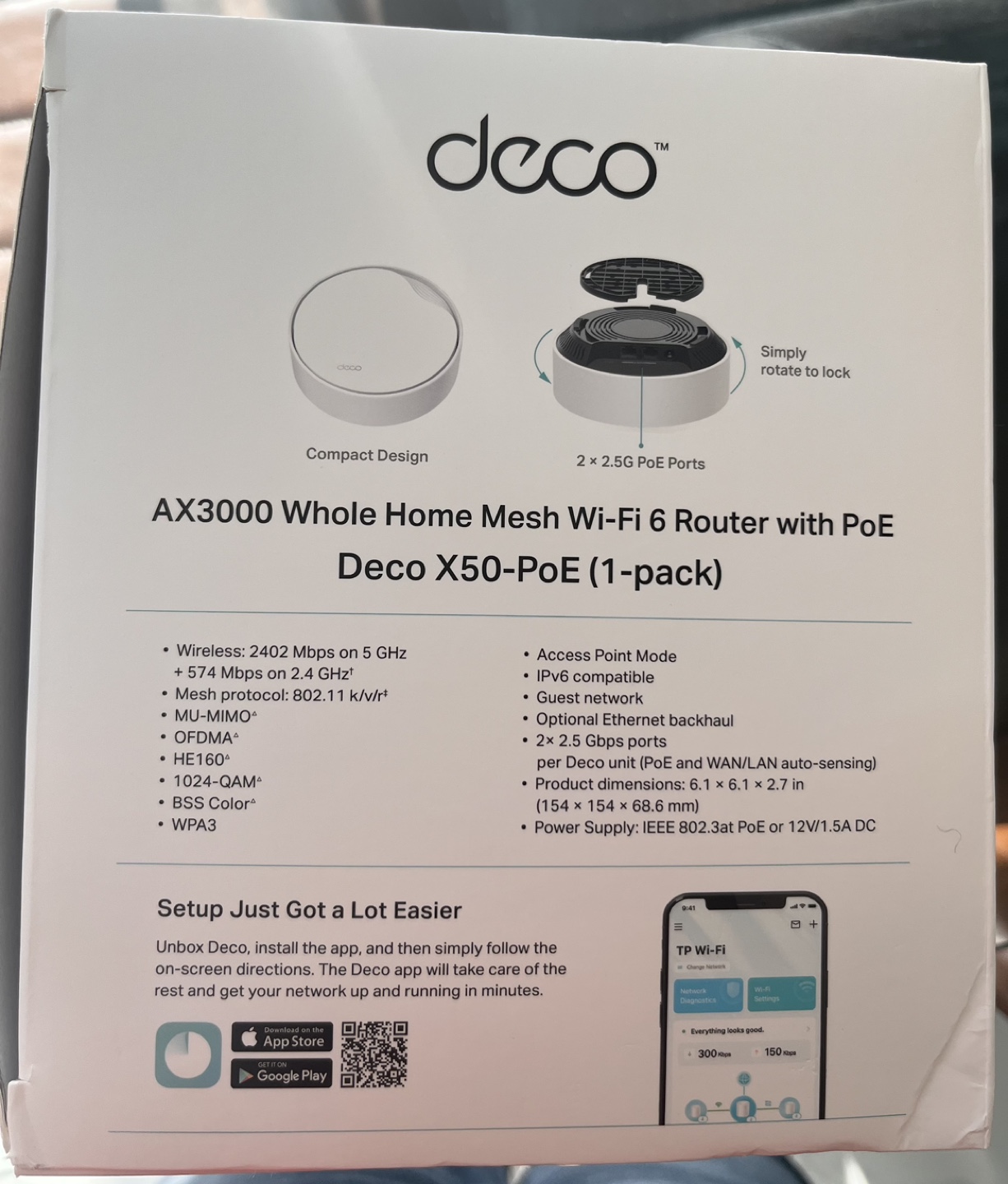 TP-Link Deco X50-PoE Whole Home Mesh Wi-Fi 6 Router (1-pack) - photo 2
