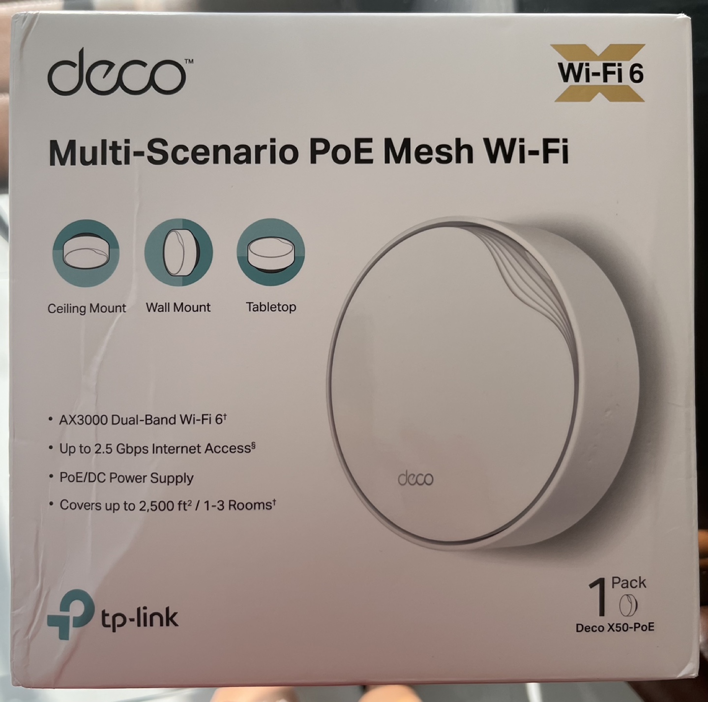 TP-Link Deco X50-PoE Whole Home Mesh Wi-Fi 6 Router (1-pack)