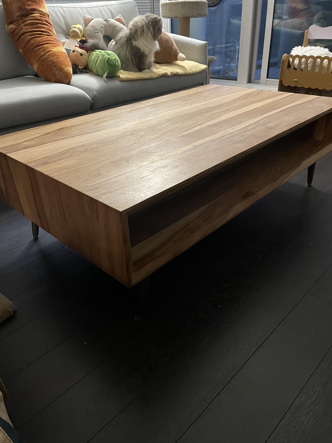 Wooden Coffee Table with Storage Shelf