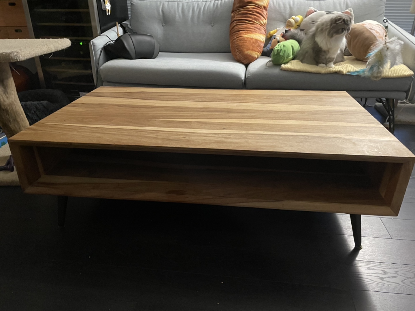 Wooden Coffee Table with Storage Shelf - photo 2