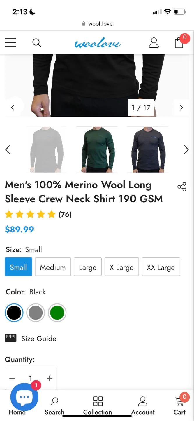 100% Merino Wool Long Sleeve Shirt retails $90 image indicator(3)
