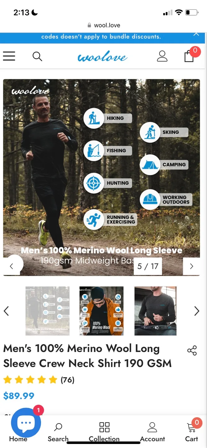 100% Merino Wool Long Sleeve Shirt retails $90 image indicator(5)