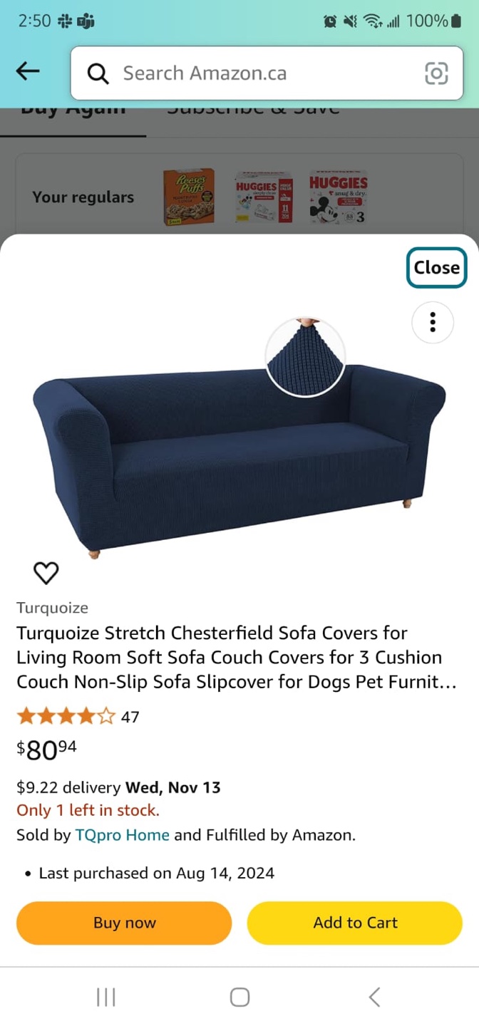 Chesterfield sofa cover
