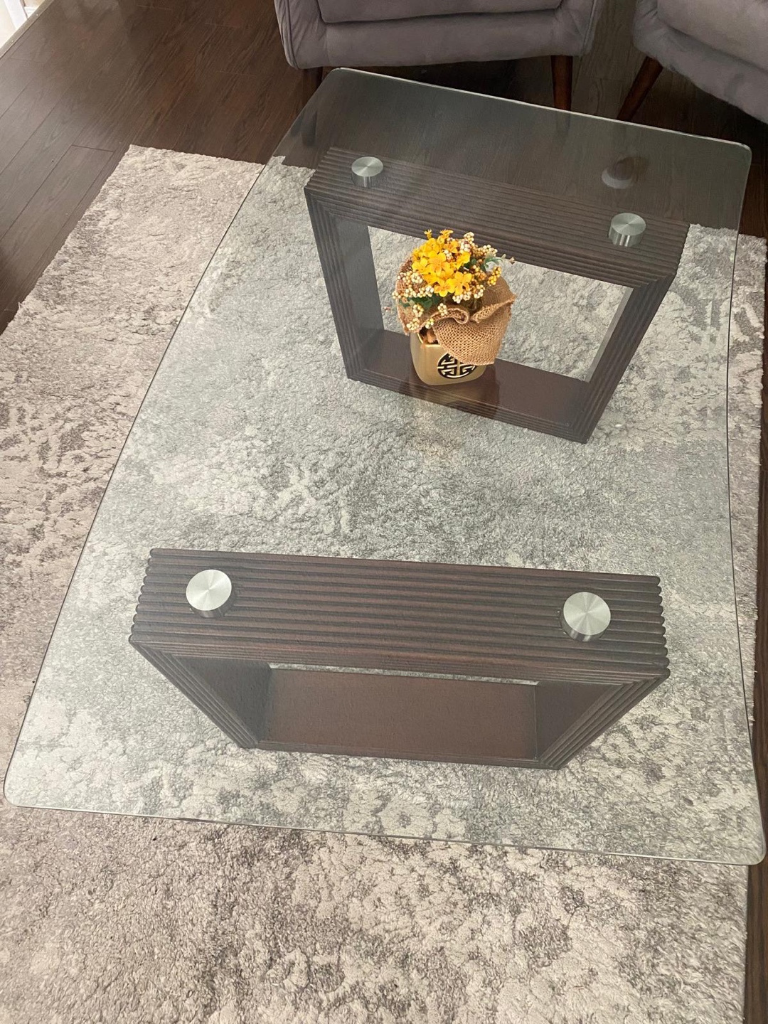 Glass Coffee Table with Wooden Frame - photo 2