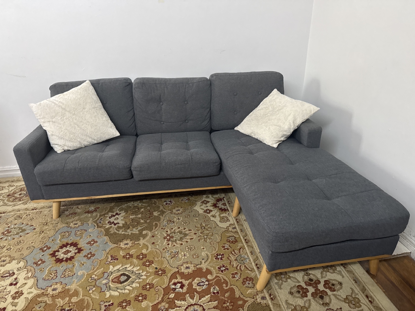 Gray Sectional Sofa with white cushion - photo 4