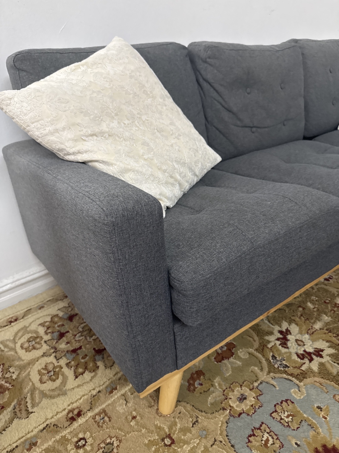 Gray Sectional Sofa with white cushion - photo 2