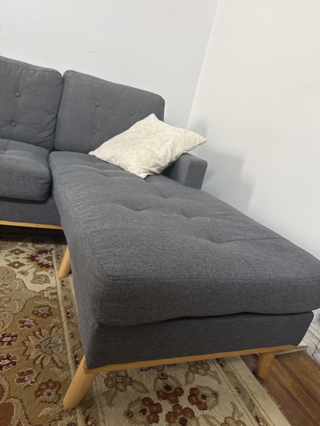 Gray Sectional Sofa with white cushion - photo 3
