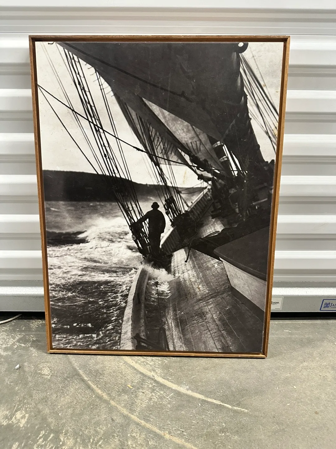 Vintage Framed Black and White Photo of a Sailboat thumbnail