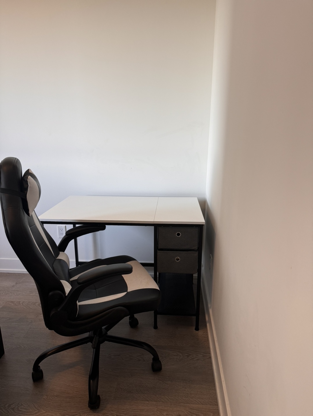 White Office Desk and Gaming Chair