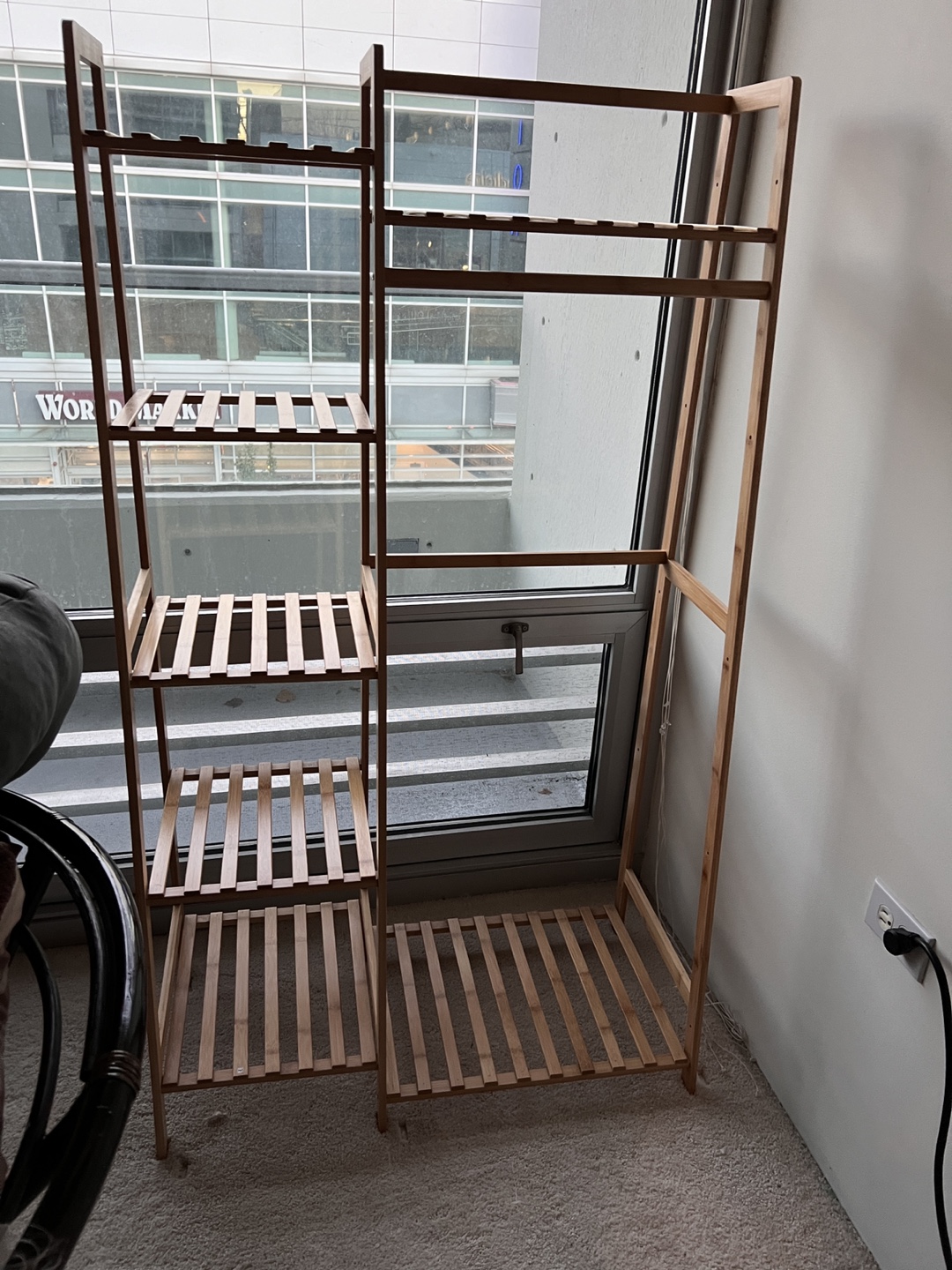 Bamboo Clothing Rack with Shelves
