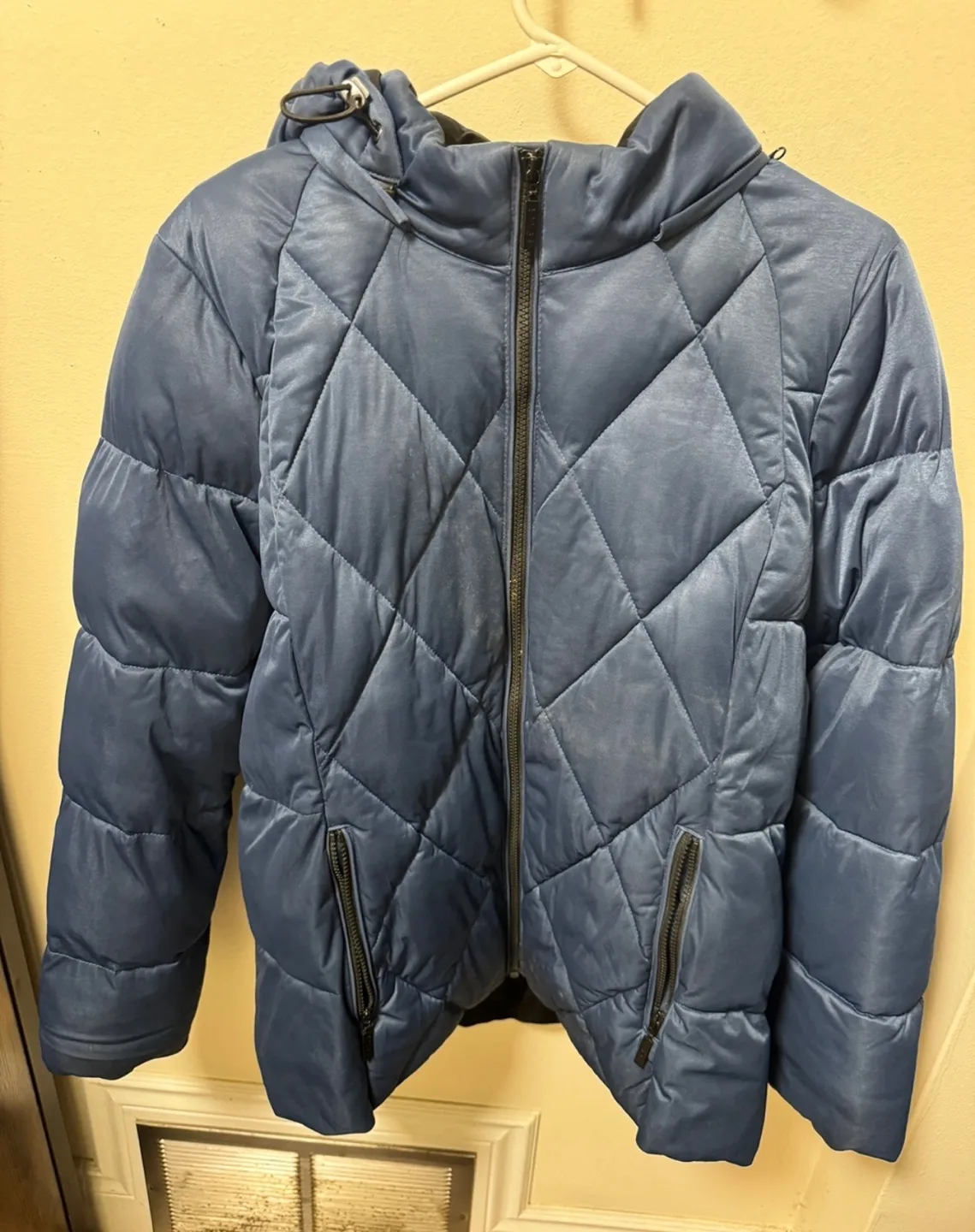 Blue quilted winter jacket thumbnail