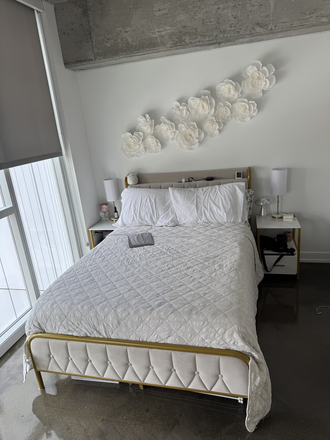 Gold Metal Bed Frame with Charging Station - photo 4