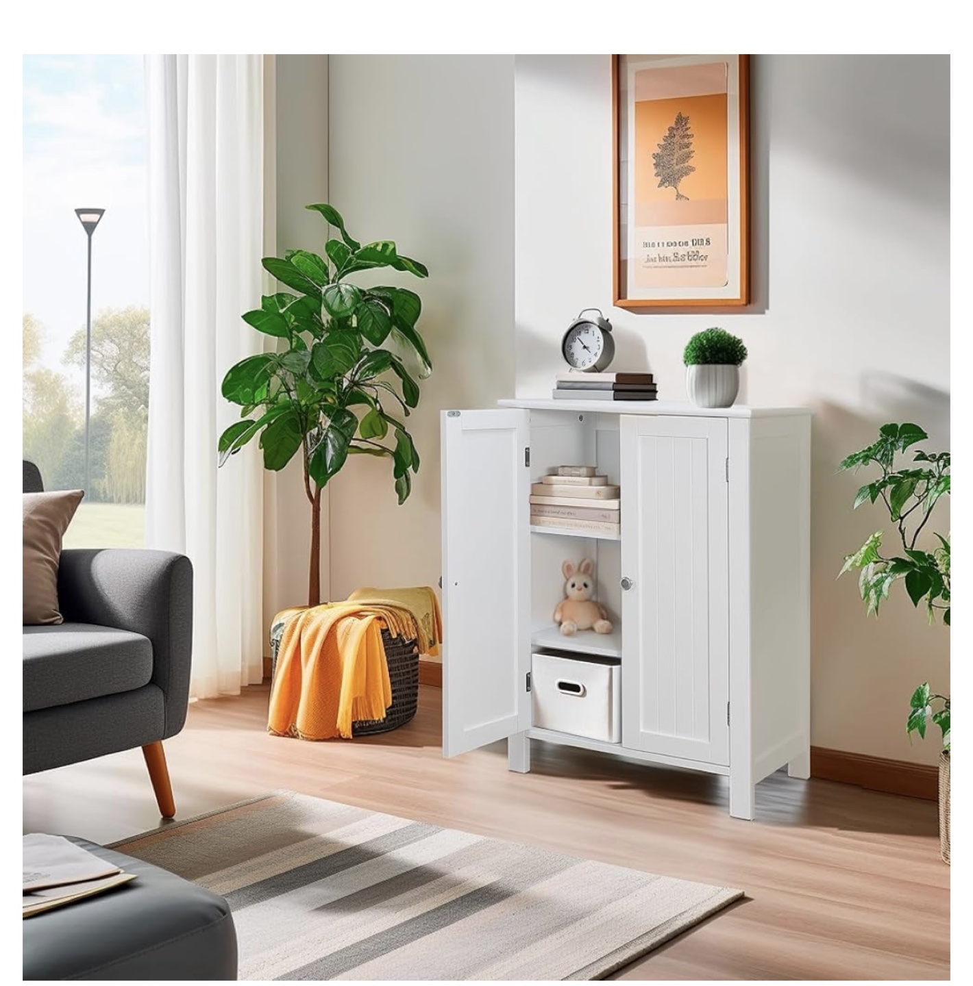 White Cabinet with Doors and Shelves - photo 2