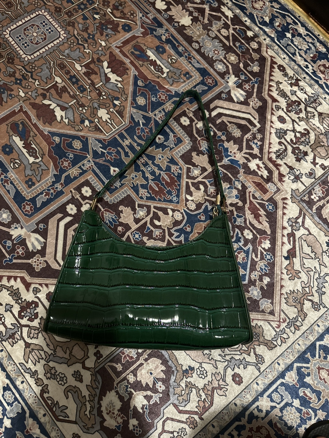 Green Crocodile-Embossed Handbag