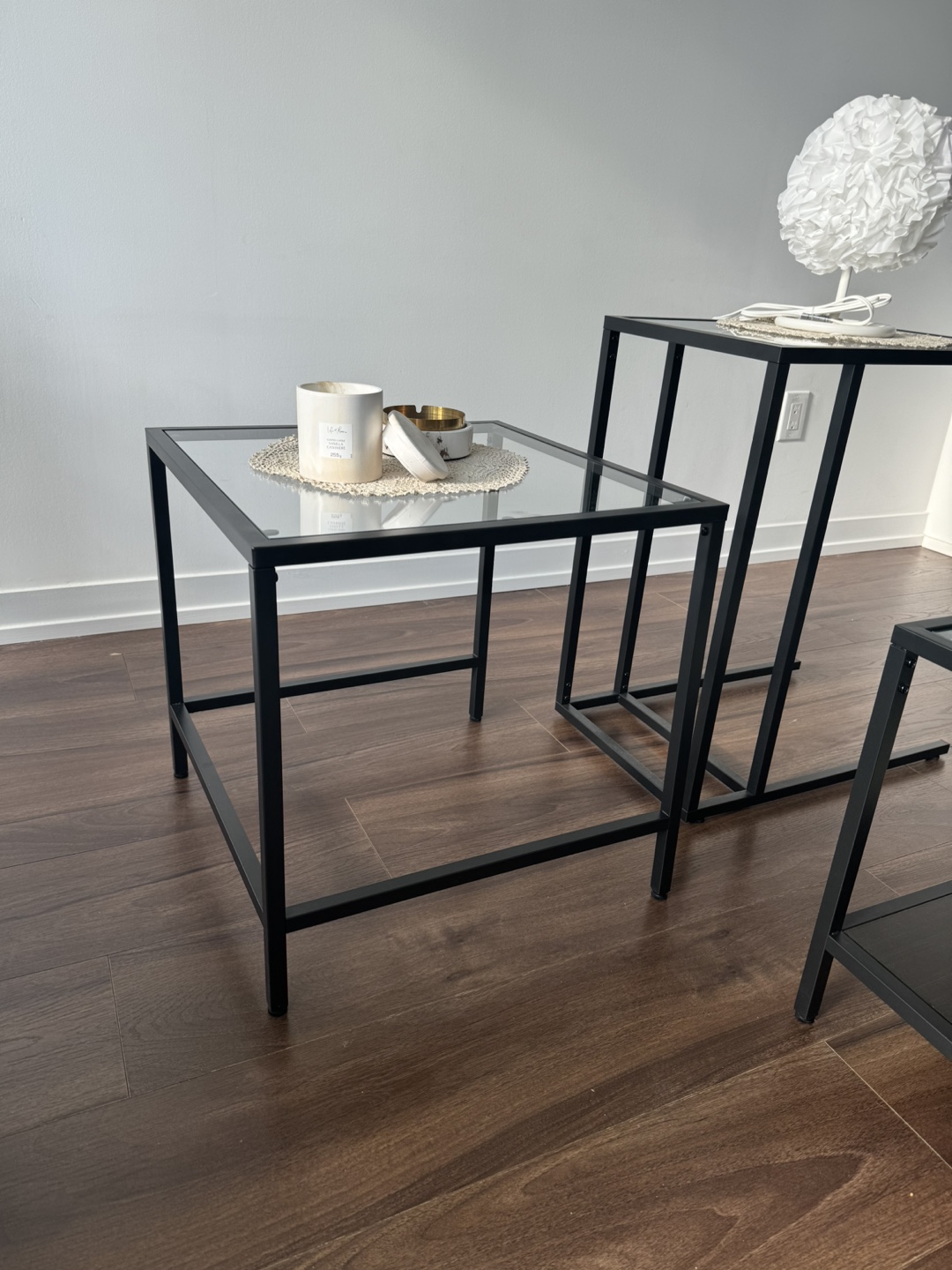 Set of 3 Black Glass Coffee Tables - photo 4