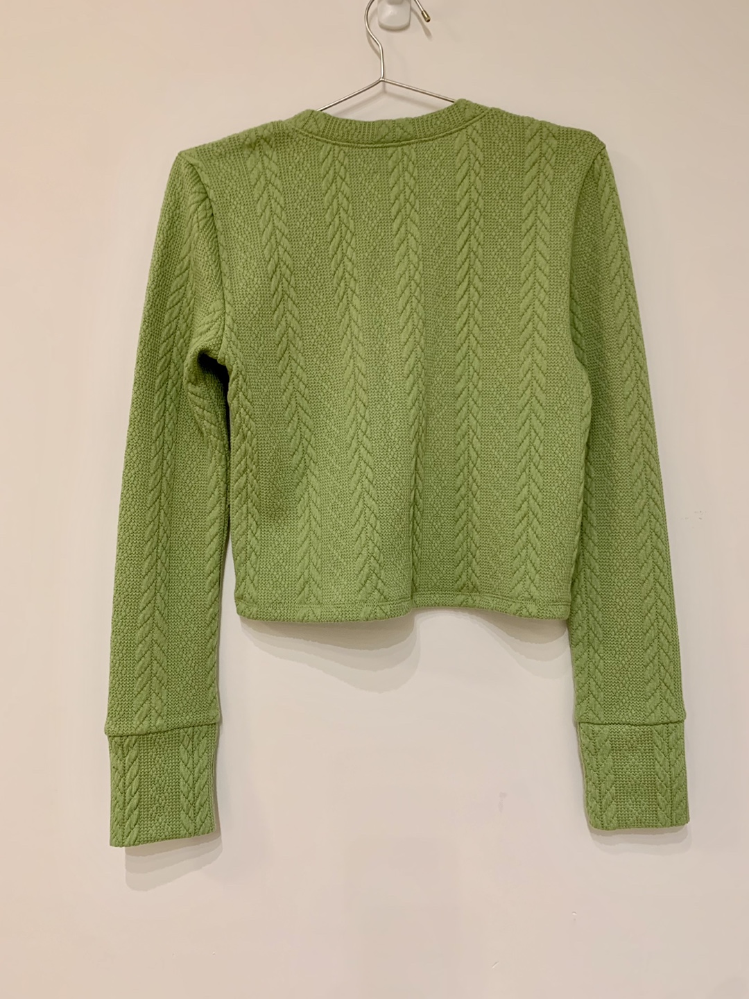 American Eagle Green Cable Knit Cropped Sweater - photo 2