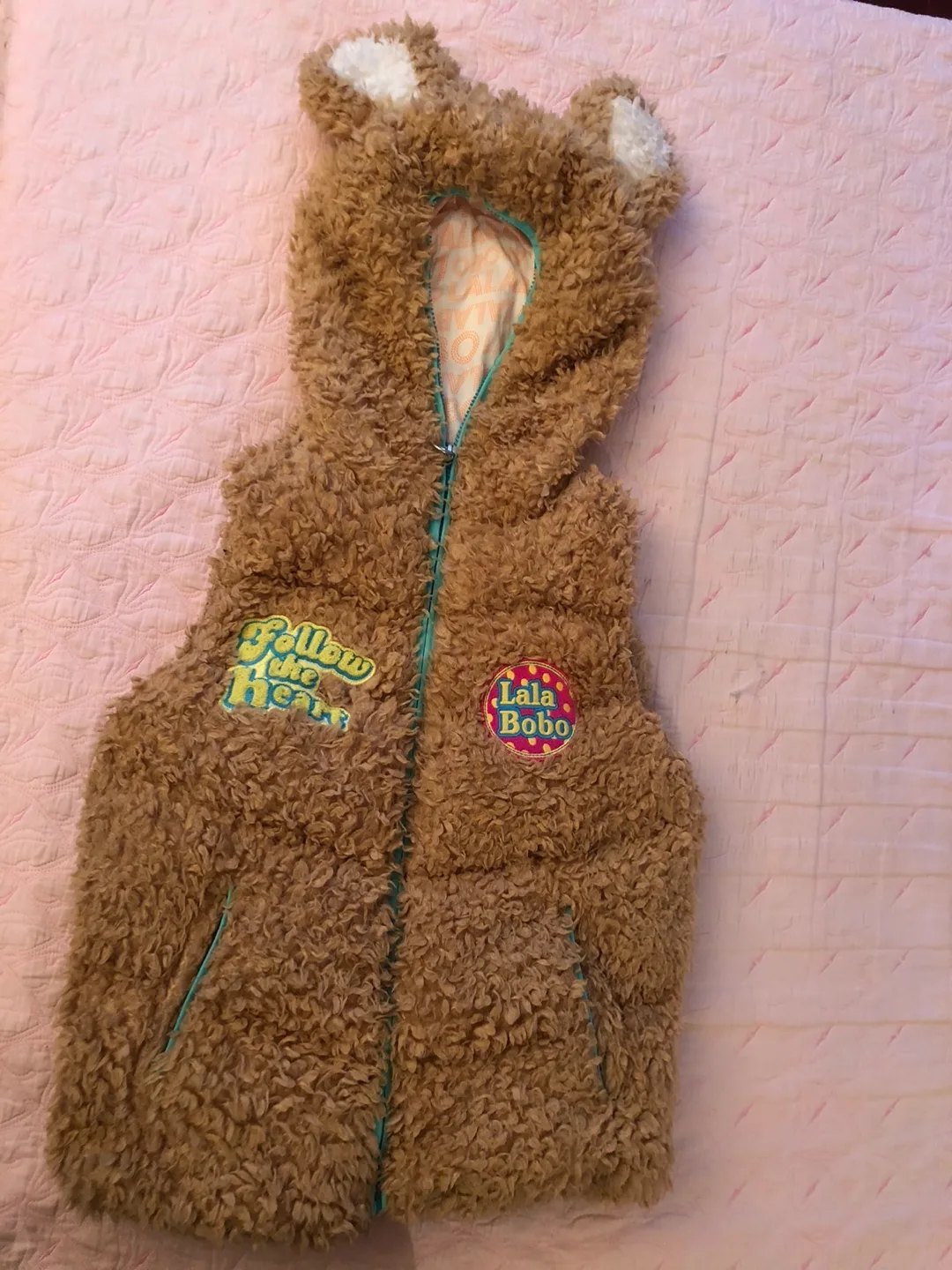 Lala Bobo Fuzzy Bear Vest with Hood and Tail image indicator(2)
