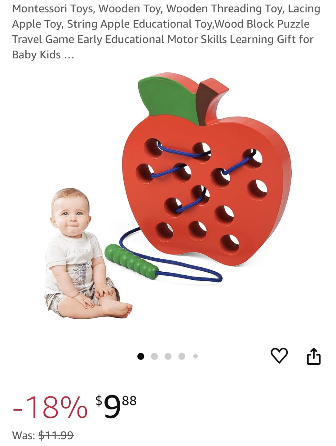 Wooden Apple Lacing Toy - photo 2
