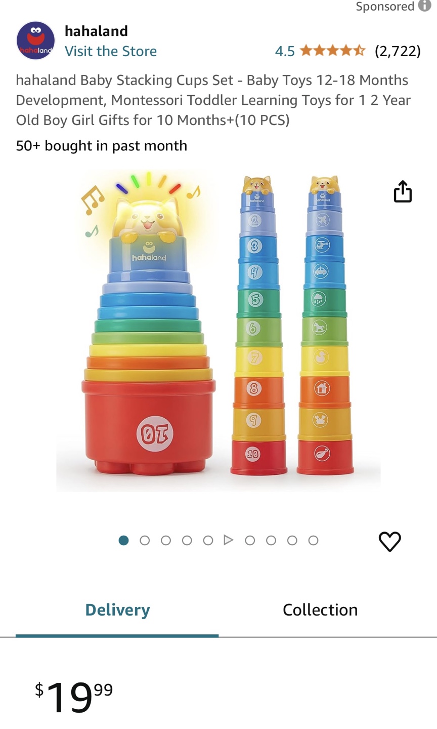 Hahaland Baby Stacking Cups Set - Toddler Learning Toys - photo 2