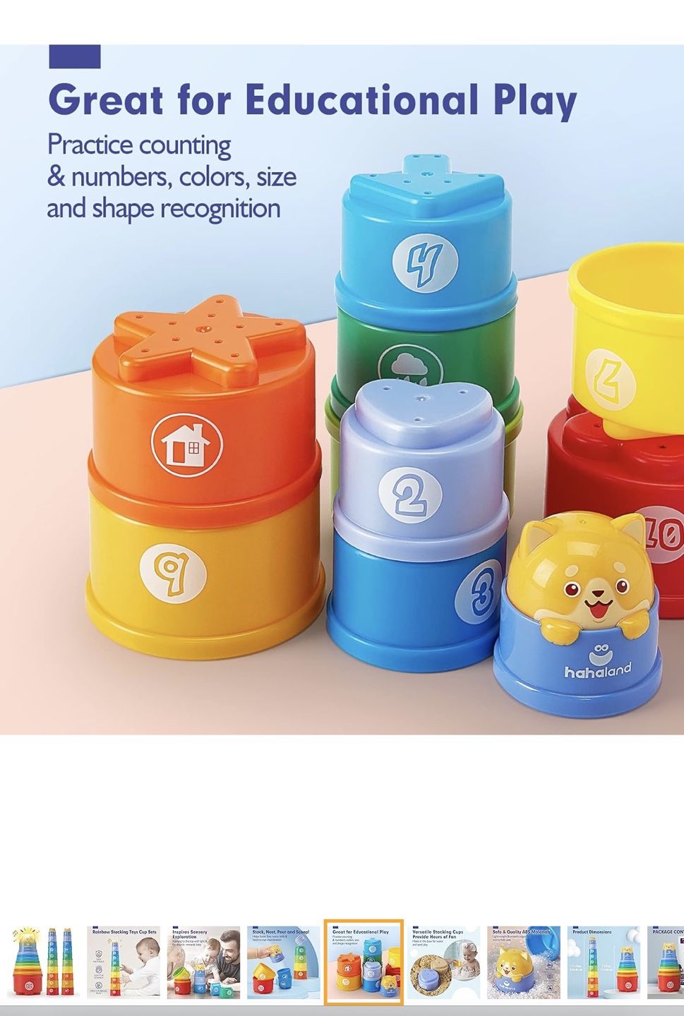 Hahaland Baby Stacking Cups Set - Toddler Learning Toys - photo 3