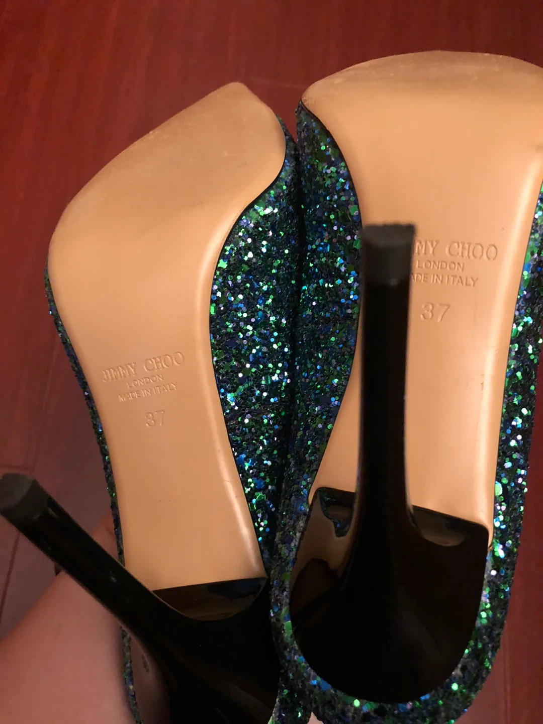 Jimmy Choo Green Glitter Pumps image indicator(4)