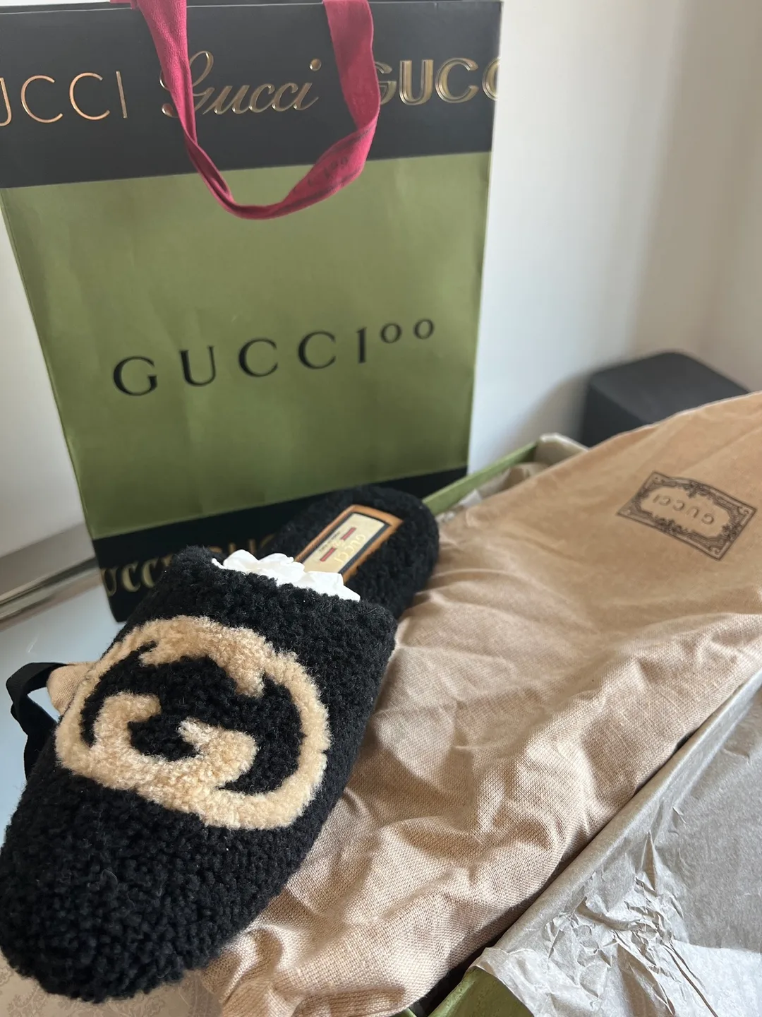 Gucci GG Logo Shearling Slippers image indicator(2)