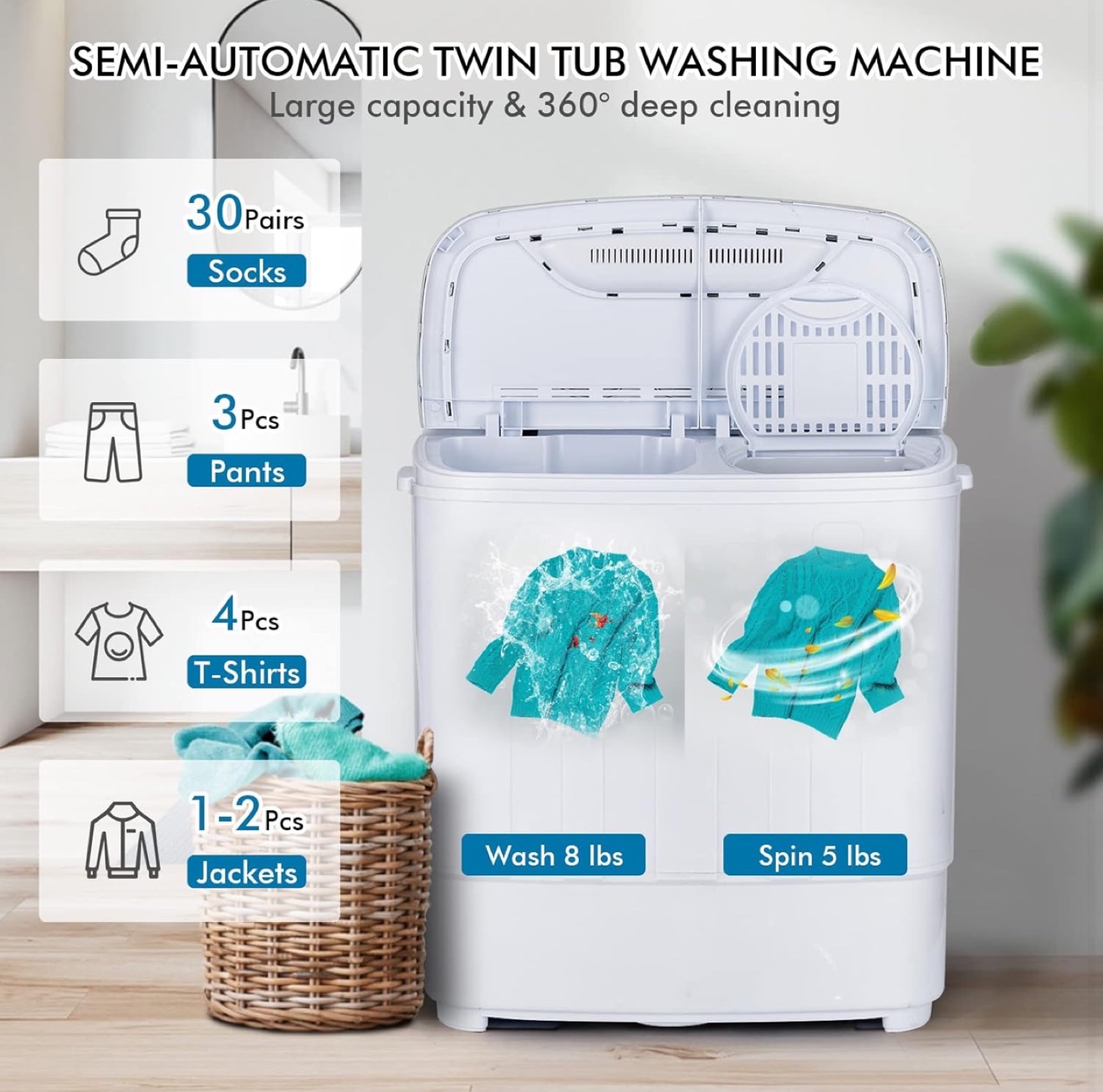 COSTWAY Portable Washing Machine, 2 in 1 - photo 3