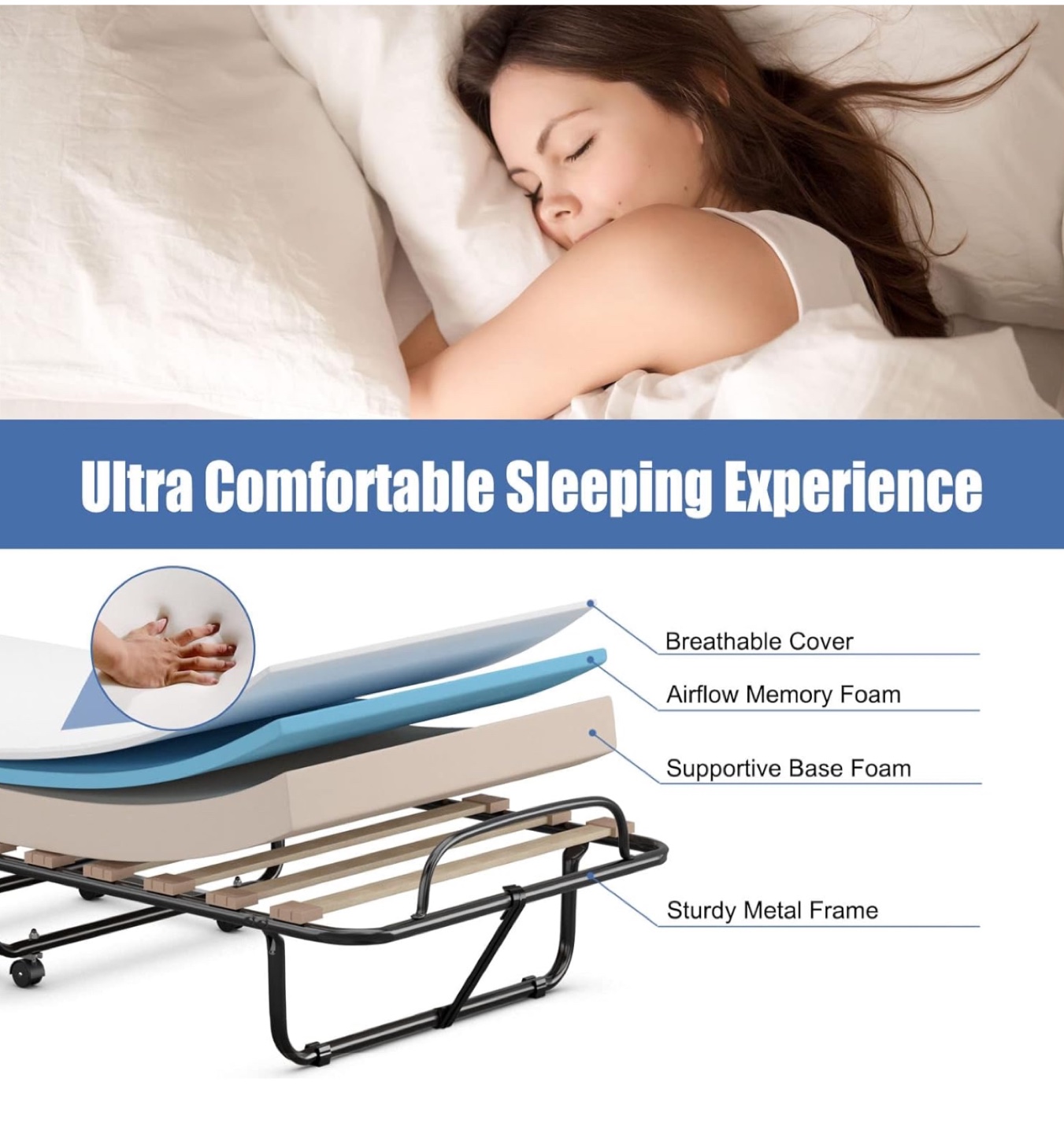 Folding Guest Bed with Memory Foam Mattress - photo 3