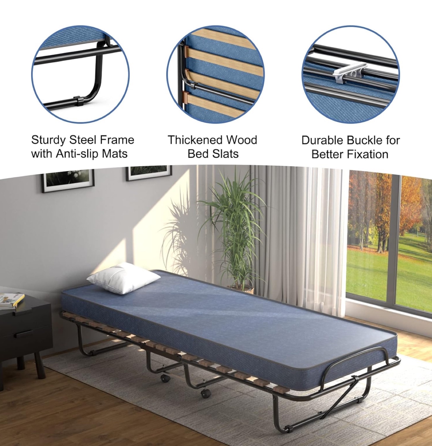 Folding Guest Bed with Memory Foam Mattress - photo 4