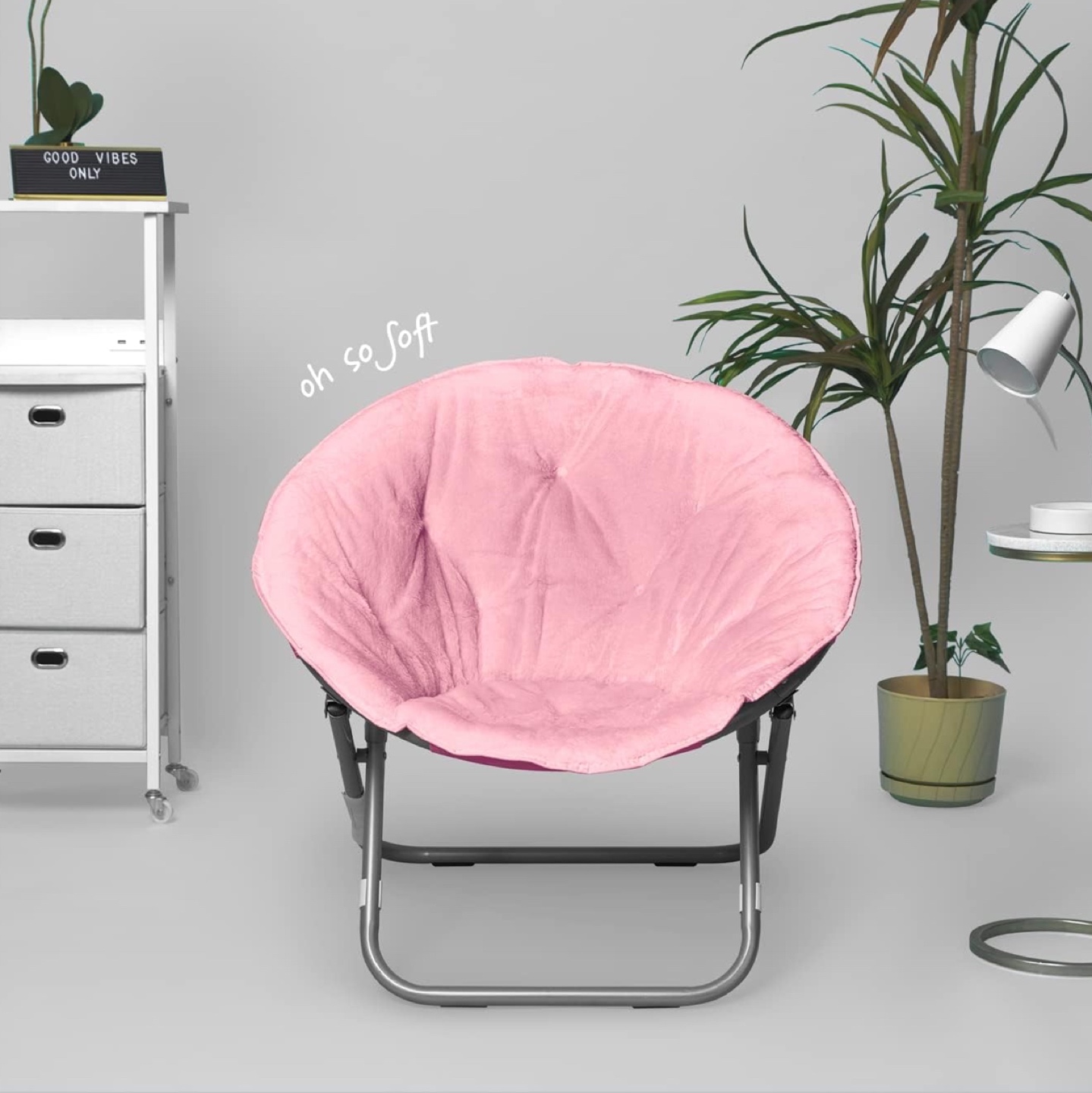 Urban Lifestyle Faux Fur Saucer Chair, Light Pink - photo 3