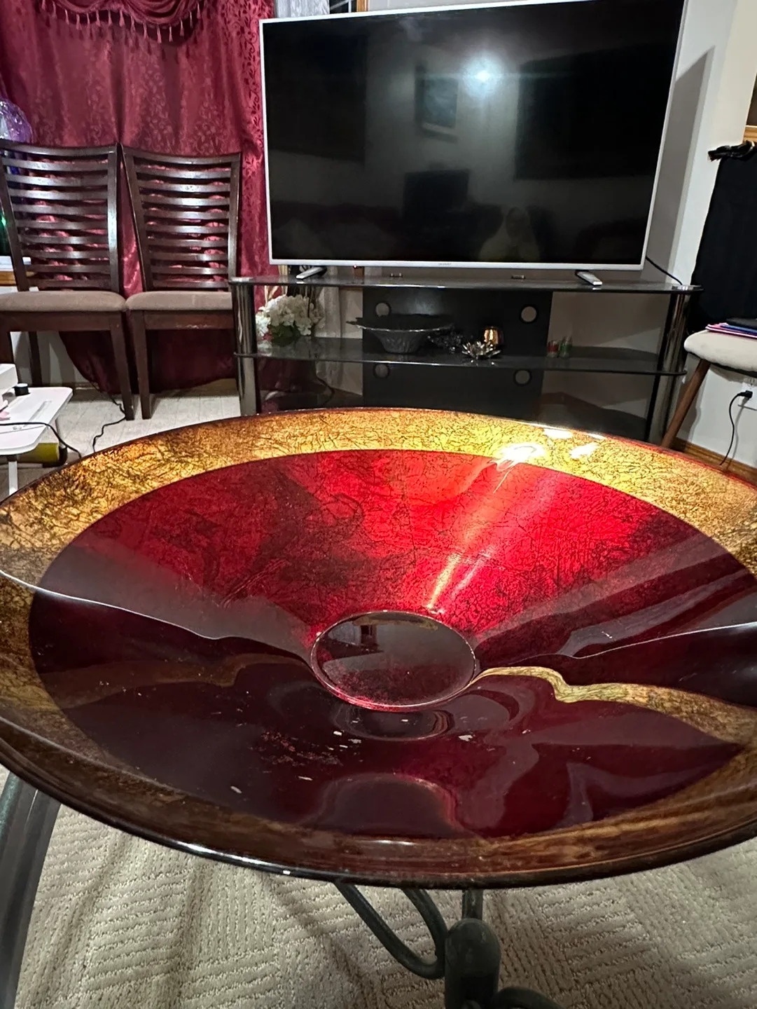Red and gold glass bowl 🧡 image indicator(3)