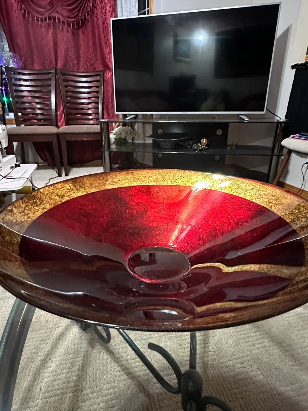Red and gold glass bowl 🧡 image indicator(5)
