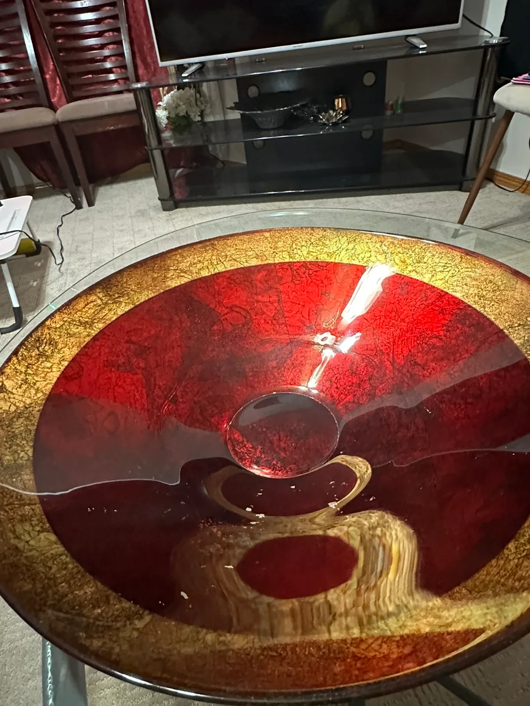 Red and gold glass bowl 🧡 image indicator(2)