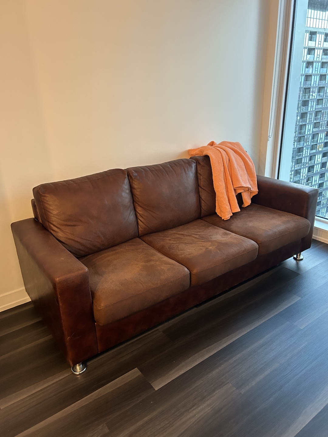 Brown Leather Sofa - photo 2