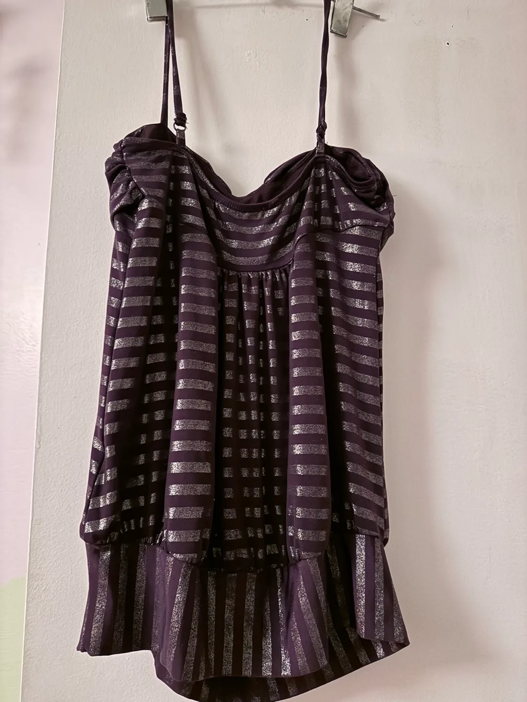 Purple and silver striped tank top image indicator(2)